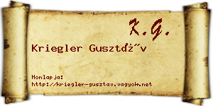 Kriegler Gusztáv névjegykártya