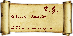 Kriegler Gusztáv névjegykártya