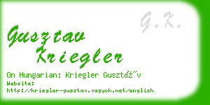 gusztav kriegler business card